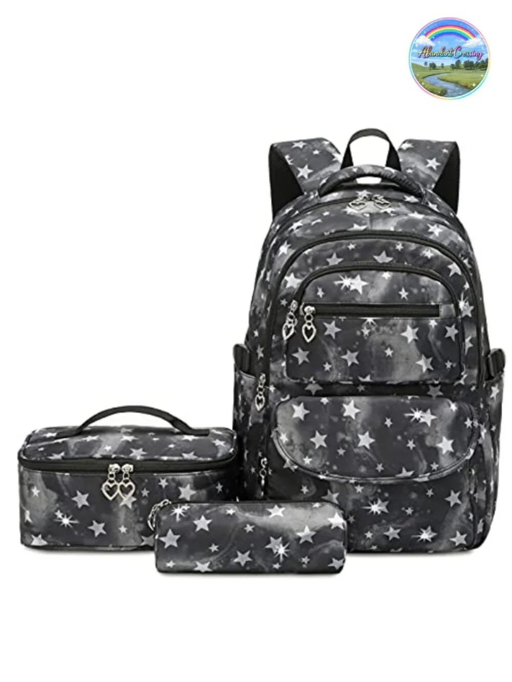 Kids Star Print Backpack with Lunch Bag and Pencil Case 3-Piece Set School